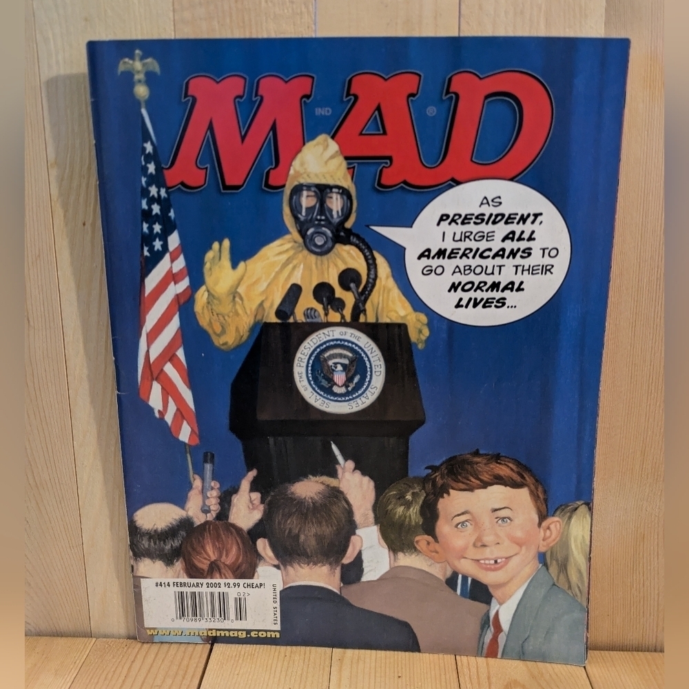 MAD Magazine Cover with Gas Mask Illustration